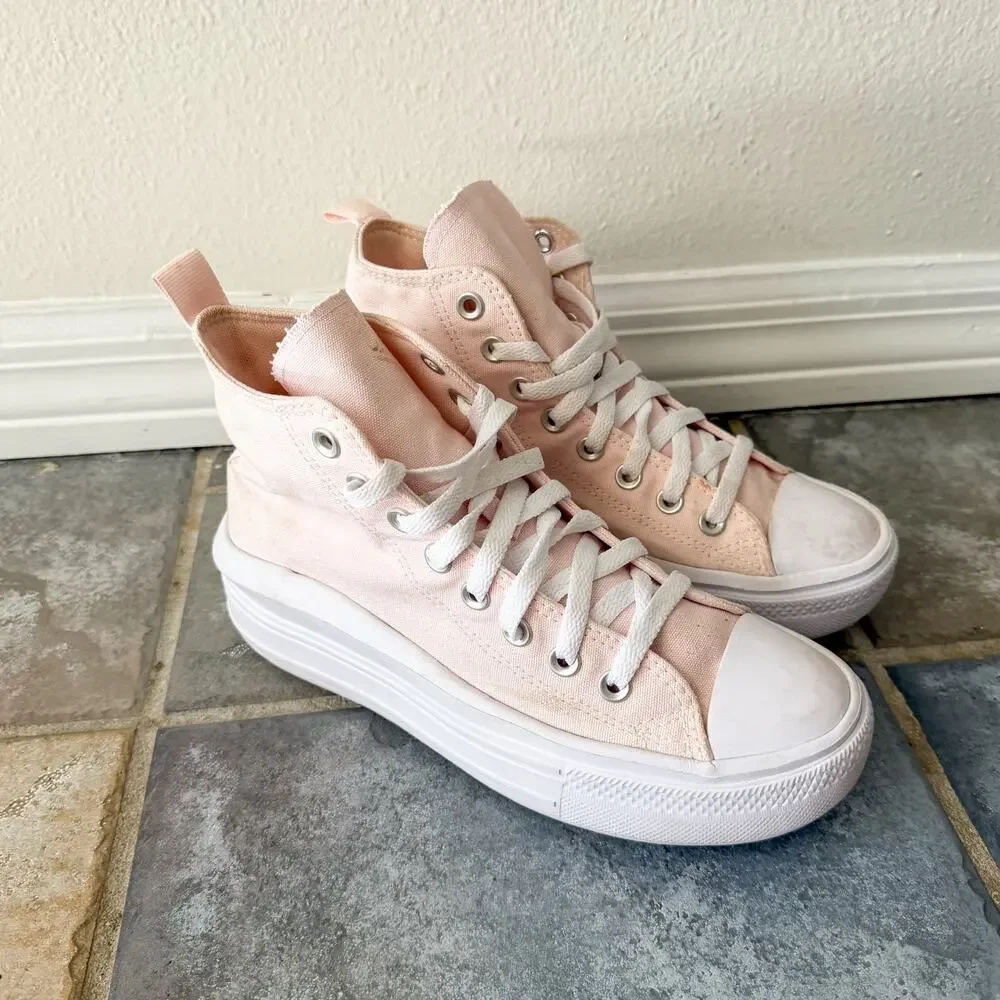 Converse All Star Platform High Top Light Pink Womens Size 6 Sneakers - Picture 3 of 7